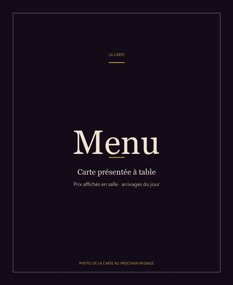 Carte Restaurant City d'or, photo de la carte au prochain passage